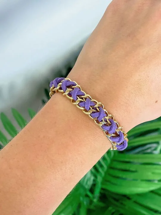 Handmade Pearl Jewelry For Timeless Elegance Link Toggle Bracelet - Purple