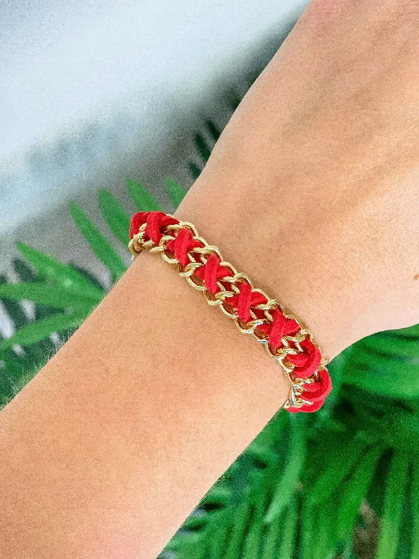 Jewelry Sale Bonanza – Grab Your Sparkle Now Link Toggle Bracelet - Red