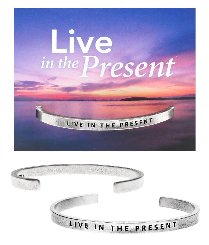 Dainty Floral Jewelry For Feminine Elegance Live In The Present Quotable Cuff Bracelet Dainty Floral Jewelry For Feminine Elegance Live In The Present Quotable Cuff Bracelet