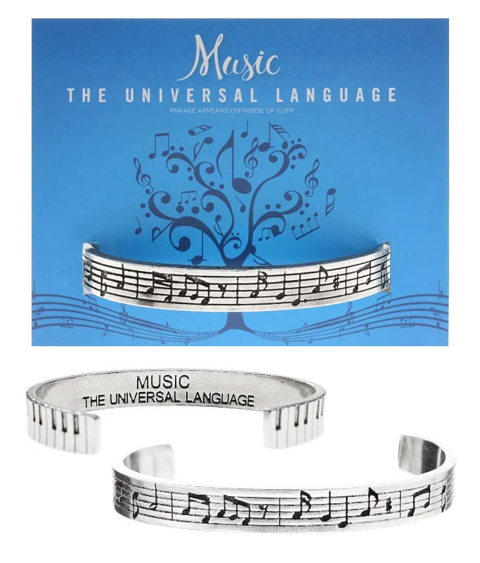 Affordable Gold-Plated Jewelry For Modern Fashion Music Notes (Inside - Music The Universal Language) Cuff Bracelet Affordable Gold-Plated Jewelry For Modern Fashion Music Notes (Inside - Music The Universal Language) Cuff Bracelet
