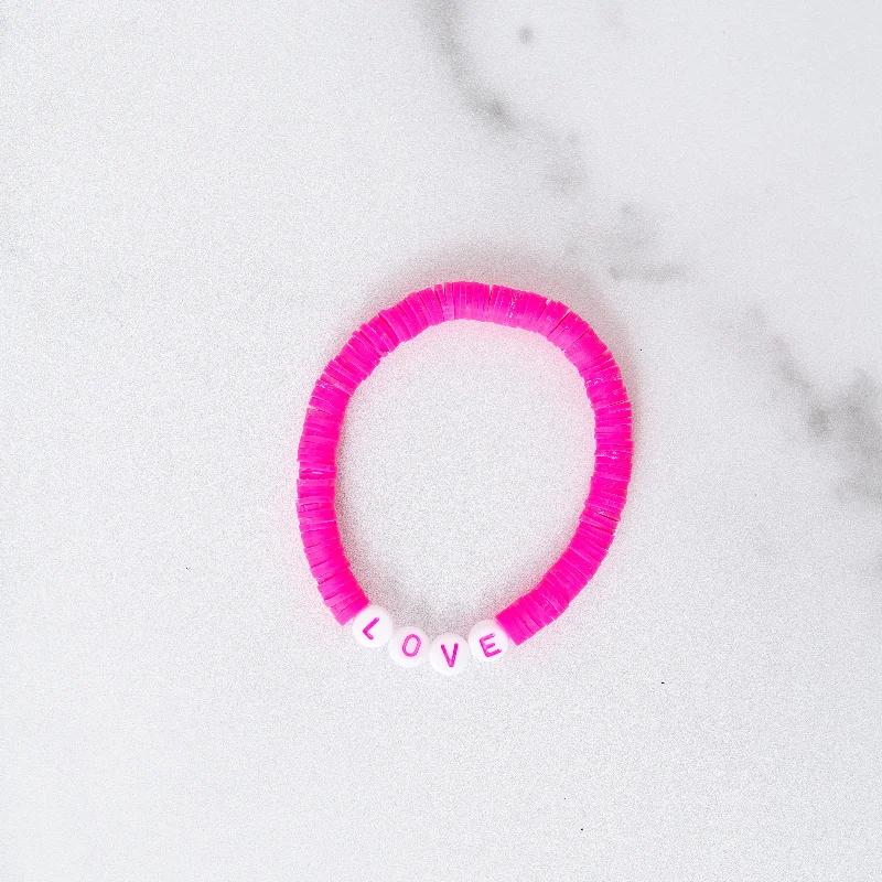 Bohemian-Inspired Jewelry For Free-Spirited Fashion Neon Pink LOVE Bracelet