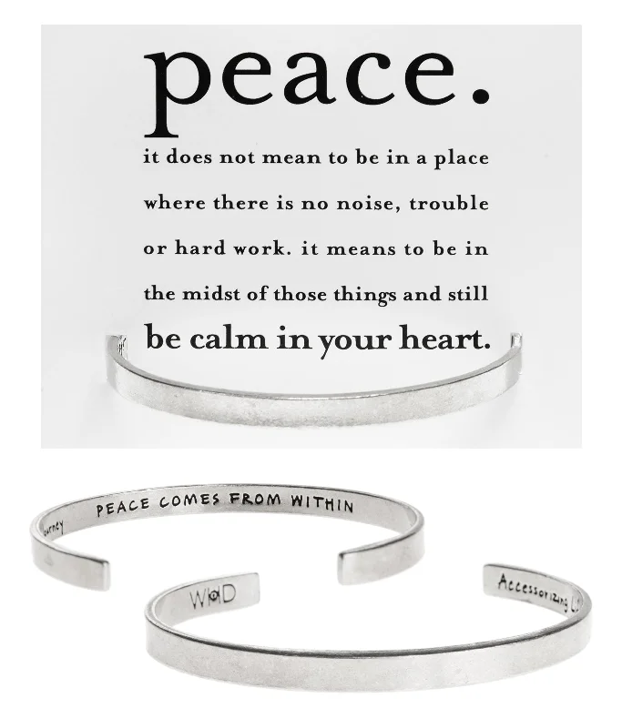 Affordable Glamour – Premium Jewelry For Less Peace Comes From Within Buddha Quotable Cuff Bracelet Affordable Glamour – Premium Jewelry For Less Peace Comes From Within Buddha Quotable Cuff Bracelet