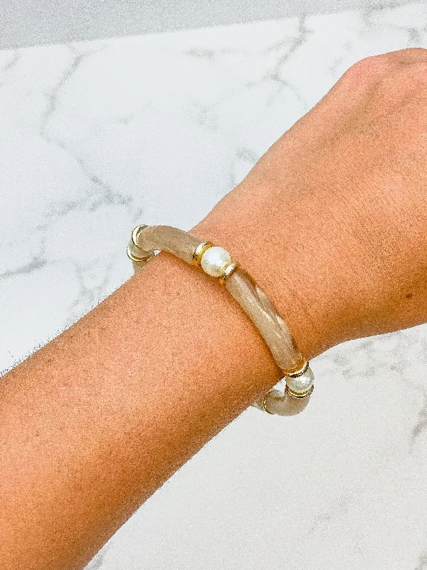 Personalized Jewelry Sale – Unique Gifts At Low Prices Pearl Beaded Acrylic Tube Bracelet - Beige Personalized Jewelry Sale – Unique Gifts At Low Prices Pearl Beaded Acrylic Tube Bracelet - Beige