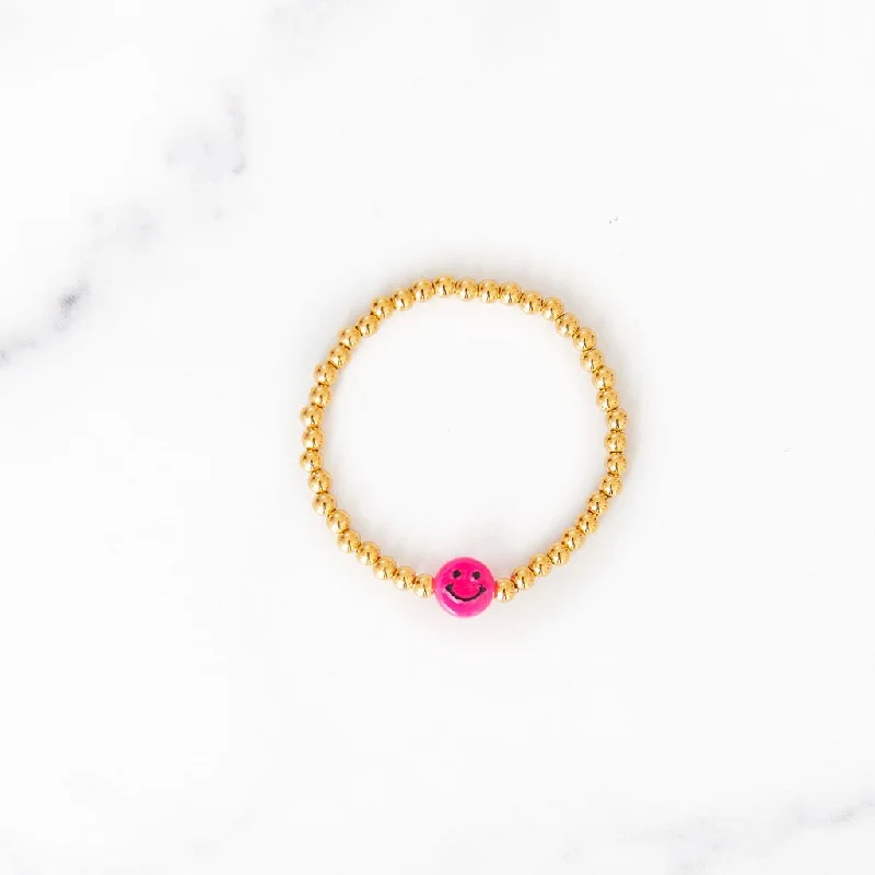Shop Stylish Jewelry Now And Save Big Pink Smiley Face Gold Beaded Bracelet