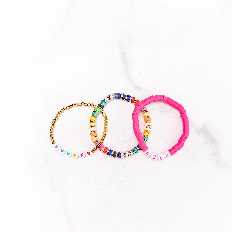 Luxury Jewelry Sale – Sparkle For Less Rainbow + Hearts + LOVE Bracelet Set