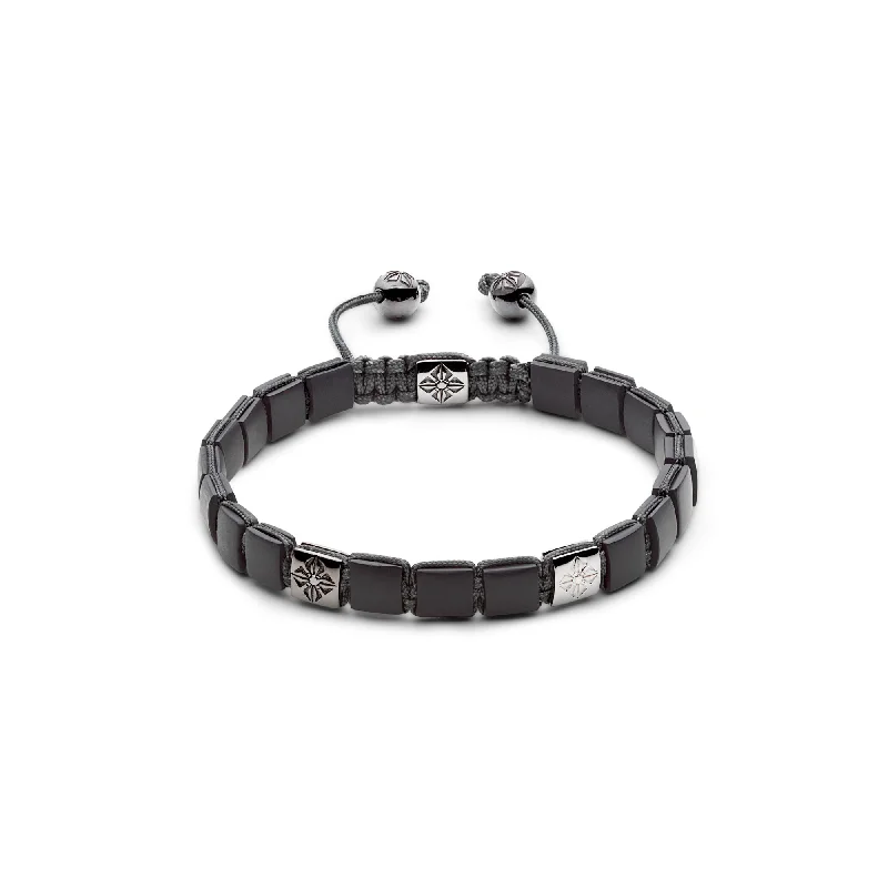 Jewelry Clearance Event – Stock Up Before It's Over 6mm Starter Lock Grey 18K Gold Bracelet w. Diamond & Onyx