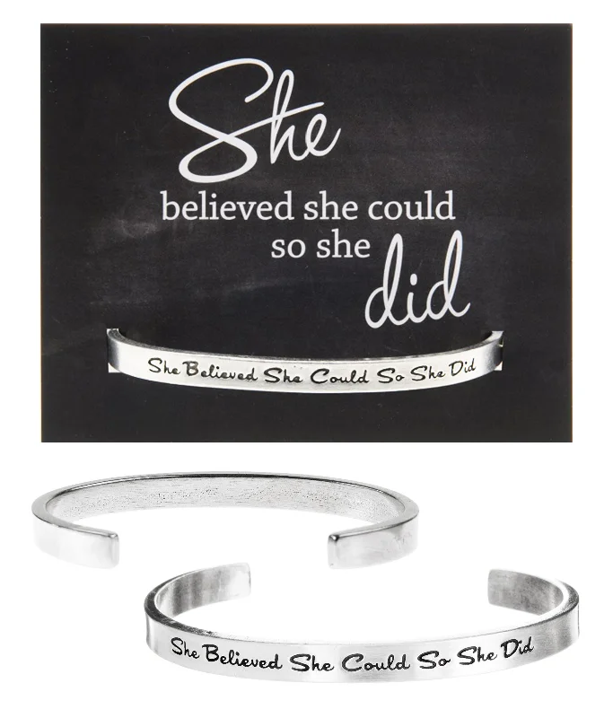 Your Dream Jewelry At Dream Prices She Believed She Could, So She Did Quotable Cuff Bracelet Your Dream Jewelry At Dream Prices She Believed She Could, So She Did Quotable Cuff Bracelet