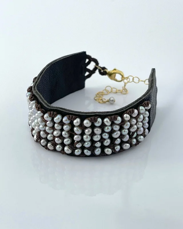 The Jewelry Sale You've Been Waiting For Is Here Danielle Welmond Silver Pearls on Brown Leather Bracelet The Jewelry Sale You've Been Waiting For Is Here Danielle Welmond Silver Pearls on Brown Leather Bracelet