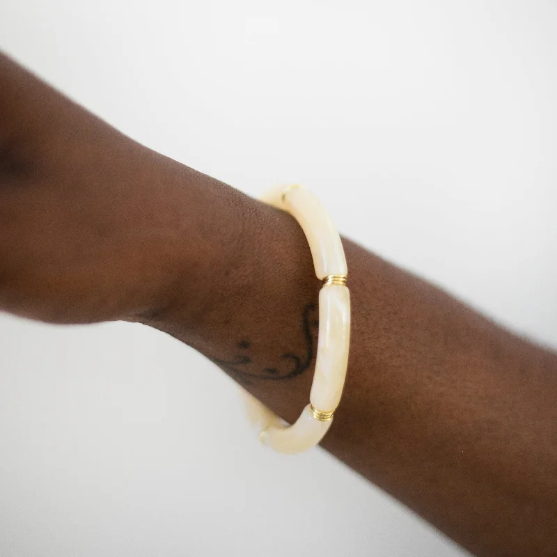 Breathtaking Jewelry At Limited-Time Savings Skinny Acrylic Bamboo Bracelet: Ivory