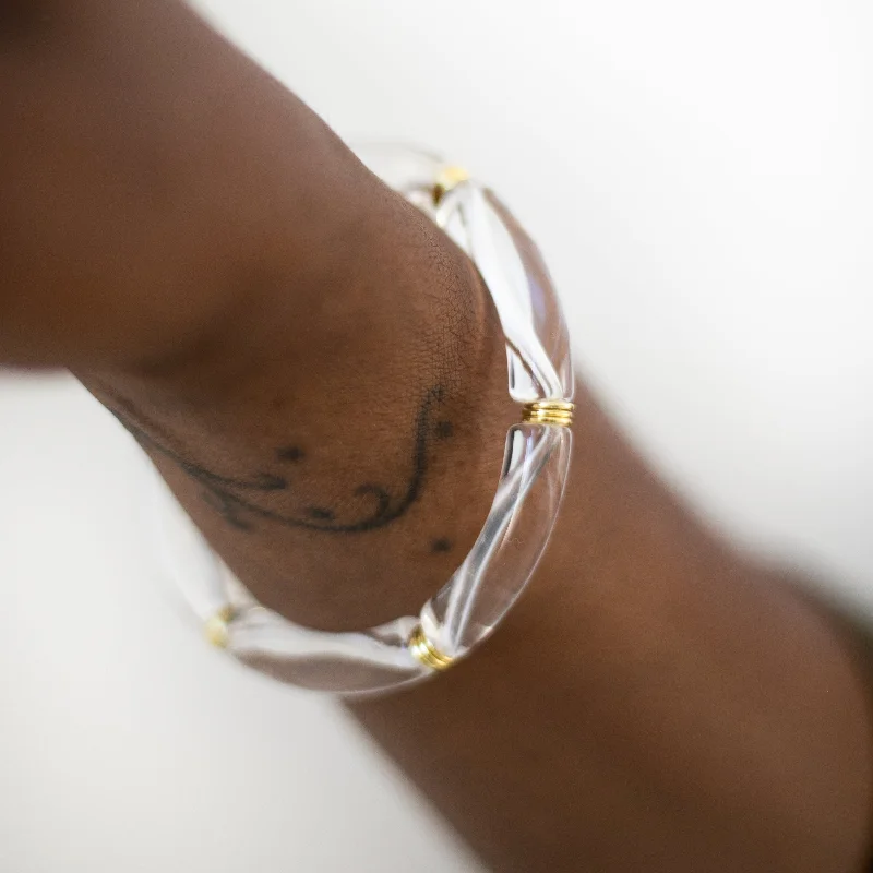 High-End Sparkle, Low-End Prices – Shop Now Skinny Acrylic Bamboo Bracelet: Clear