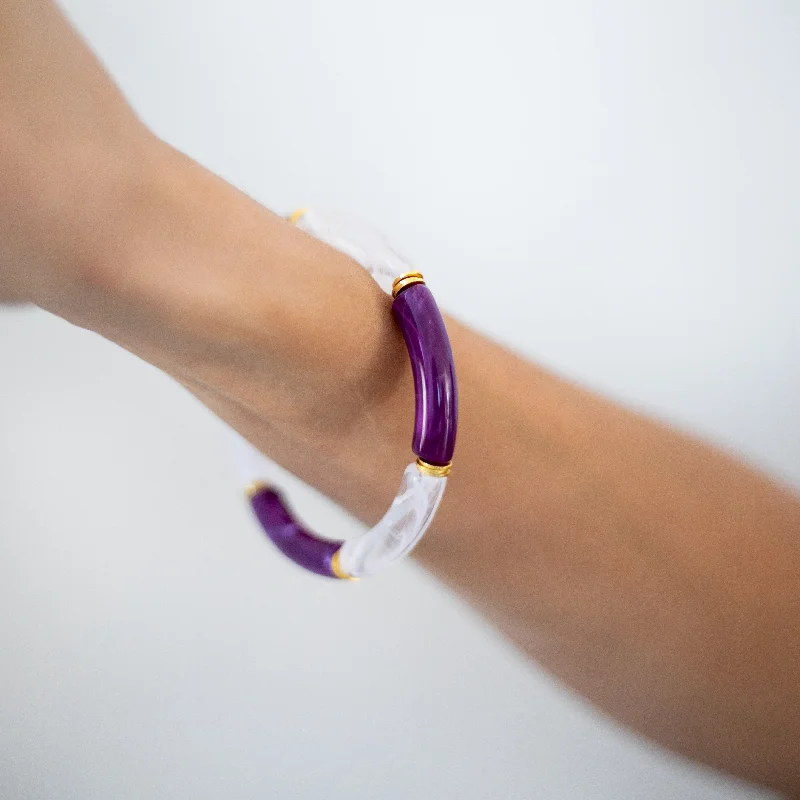 Exclusive Jewelry Discounts – Shop Now For Savings Skinny Acrylic Bamboo Bracelet: Violet + Alabaster