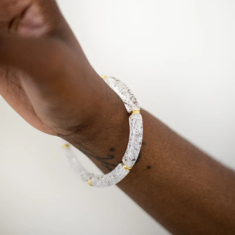 Jewelry Clearance Event – Last Chance For Stunning Deals Skinny Acrylic Bamboo Bracelet: Ice