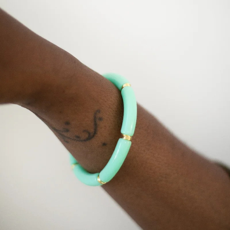 Huge Savings On Timeless Jewelry Collections Skinny Acrylic Bamboo Bracelet: Mint