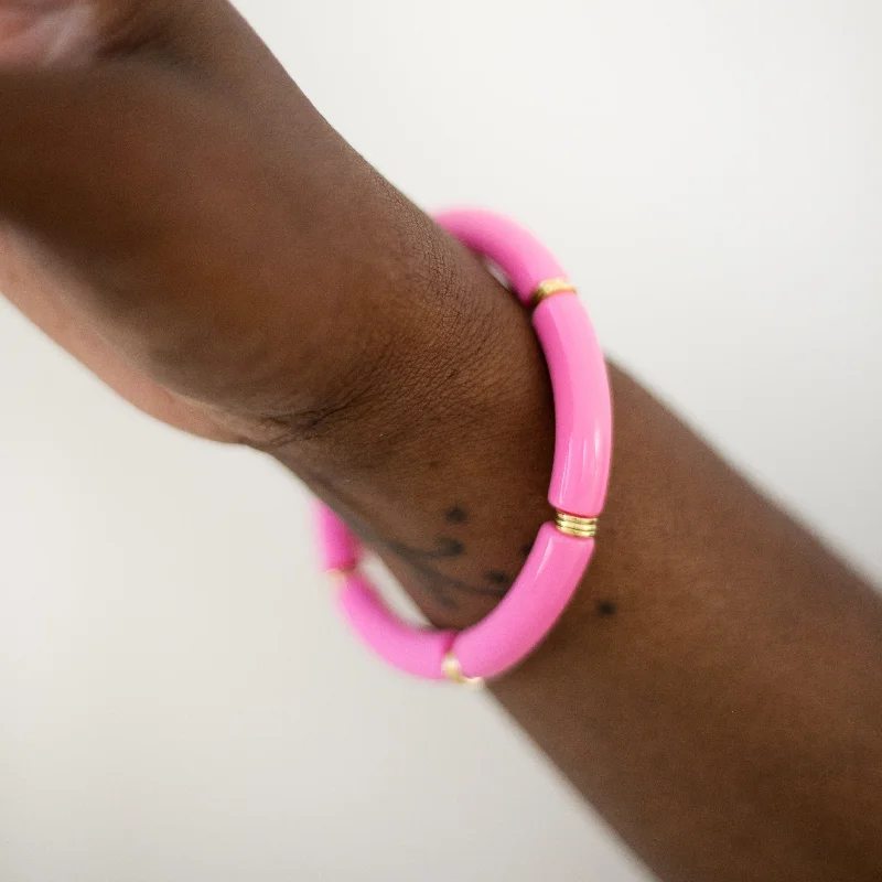 Shop Dazzling Jewelry At The Best Prices Skinny Acrylic Bamboo Bracelet: Mod Pink