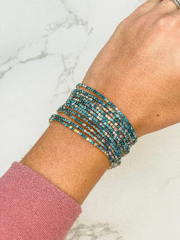 Limited-Time Offer On Premium Jewelry Collections Skinny Gold Stretch Bracelet Stack - Blue Limited-Time Offer On Premium Jewelry Collections Skinny Gold Stretch Bracelet Stack - Blue