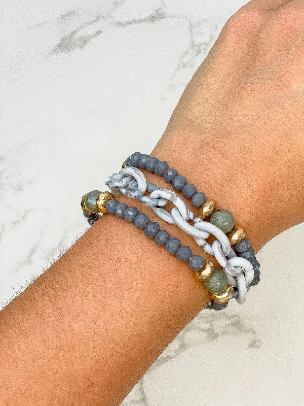 Unique Jewelry For Less – Shop The Sale Now Stone Chain & Glass Bead Stretch Bracelet Set - Gray Unique Jewelry For Less – Shop The Sale Now Stone Chain & Glass Bead Stretch Bracelet Set - Gray