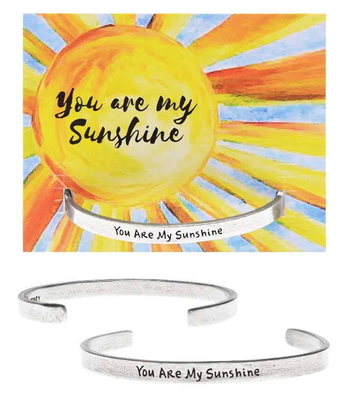 Once-A-Year Jewelry Sale – Grab Your Favorites Now You Are My Sunshine Quotable Cuff Bracelet Once-A-Year Jewelry Sale – Grab Your Favorites Now You Are My Sunshine Quotable Cuff Bracelet