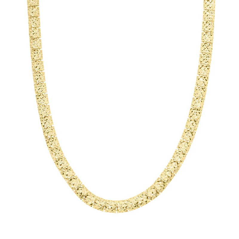 Premium Jewelry Now Available At Special Discounts 10K Fancy Textured Square Cut Link Necklace Premium Jewelry Now Available At Special Discounts 10K Fancy Textured Square Cut Link Necklace