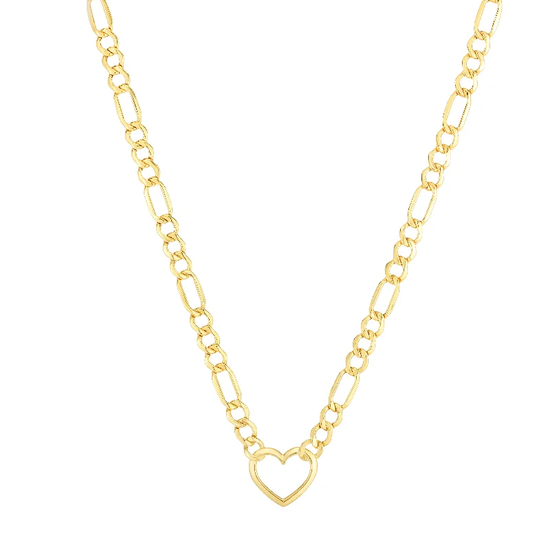 Affordable Luxury Jewelry For Every Occasion 10K Heart Figaro Chain Necklace
