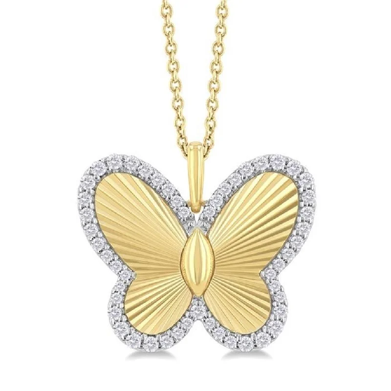 Exclusive Jewelry Bundles At Discounted Rates 10K Yellow And White Gold Fluted Butterfly Natural Diamond Pendant Necklace Exclusive Jewelry Bundles At Discounted Rates 10K Yellow And White Gold Fluted Butterfly Natural Diamond Pendant Necklace