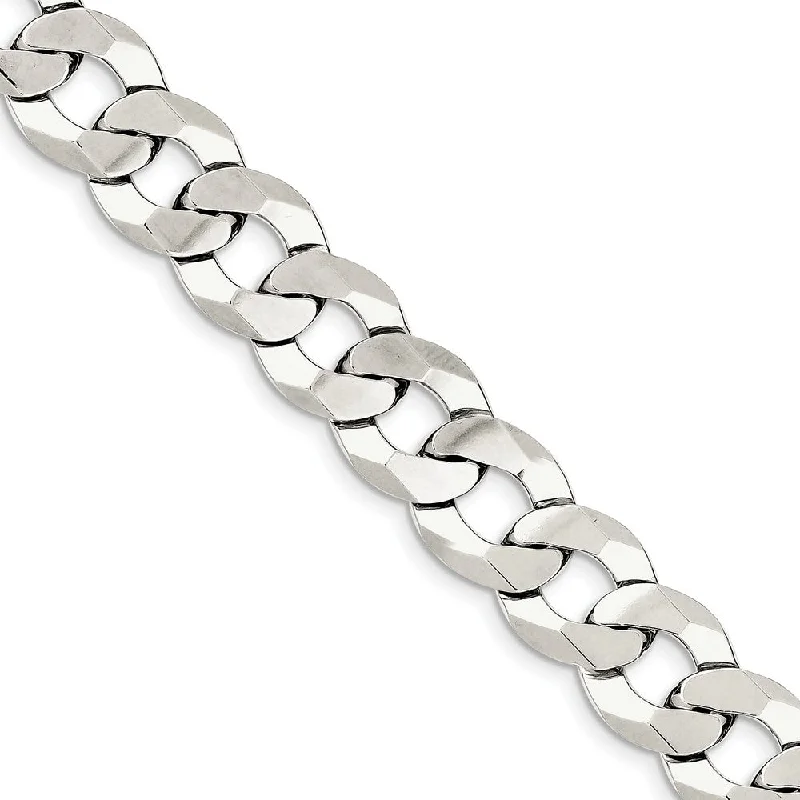 Fashion-Forward Jewelry At Incredible Prices 13.5mm Sterling Silver Solid Flat Curb Chain Bracelet, 9 Inch Fashion-Forward Jewelry At Incredible Prices 13.5mm Sterling Silver Solid Flat Curb Chain Bracelet, 9 Inch