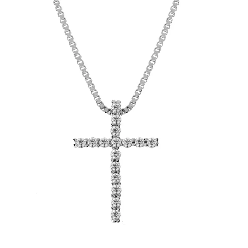 Limited-Time Offer On Elegant Jewelry Pieces 14K White Gold Diamond Cross Pendant Necklace