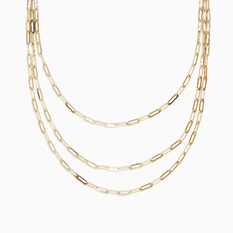 The Perfect Jewelry Piece At The Perfect Price 14K Yellow Gold 18" Layered Paperclip Chain Necklace