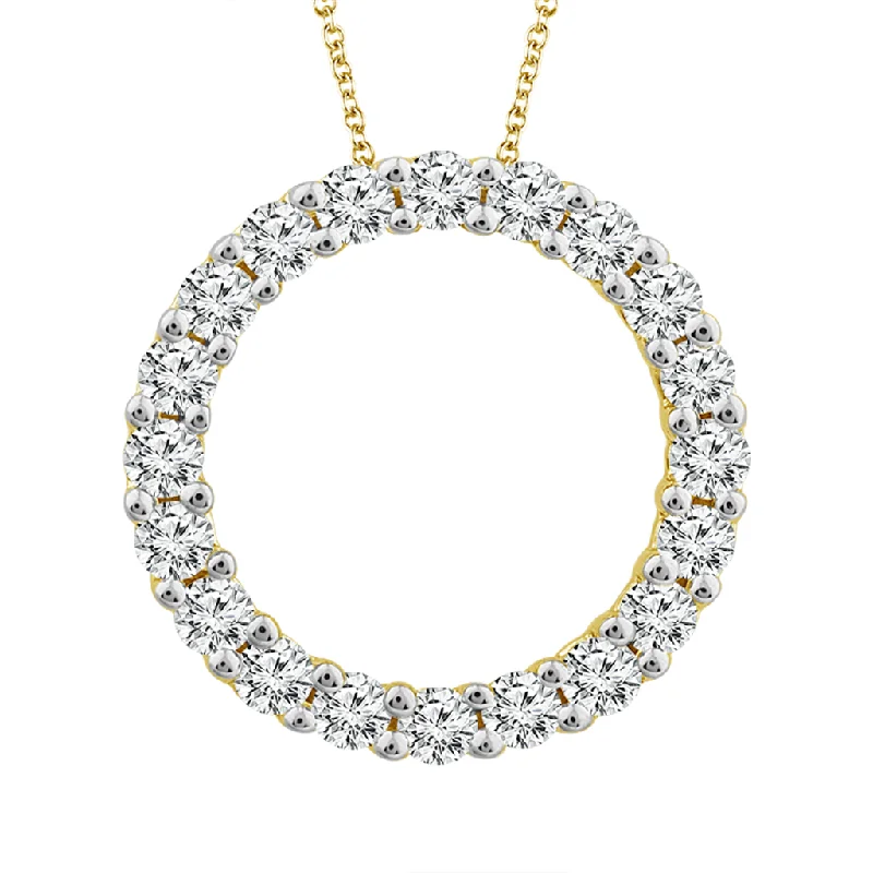 Limited-Time Jewelry Sale – Elegant Styles At Less 14K Yellow Gold Natural Diamonds Circle Pendant Necklace