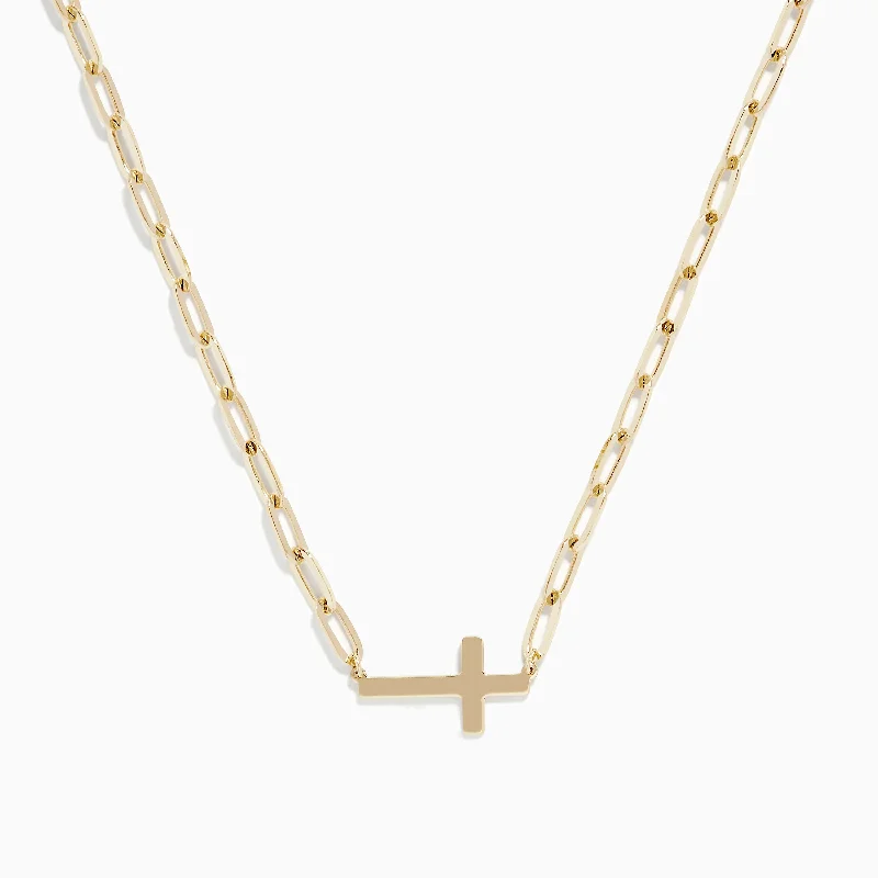Special Sale On Handcrafted Jewelry – Shop Today 14K Yellow Gold West-East Cross Paperclip Chain Necklace 17" Special Sale On Handcrafted Jewelry – Shop Today 14K Yellow Gold West-East Cross Paperclip Chain Necklace 17"