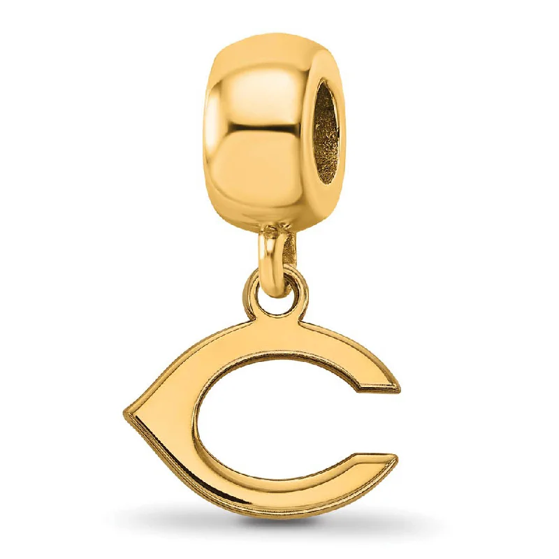 Unmissable Deals On Handmade Jewelry Collections 14KY Gold Plated Sterling Silver MLB Cincinnati Reds C XS Dangle Bead