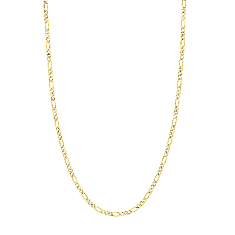 Premium Jewelry, Premium Discounts – Act Fast 3.2mm Two-Tone Pave Figaro Chain with Lobster Lock Premium Jewelry, Premium Discounts – Act Fast 3.2mm Two-Tone Pave Figaro Chain with Lobster Lock