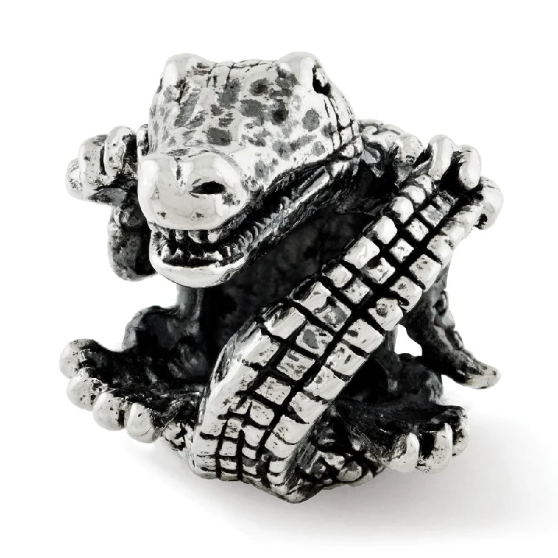 Get The Sparkle You Love At Prices You Adore 3D Alligator Bead Charm in Antiqued Sterling Silver Get The Sparkle You Love At Prices You Adore 3D Alligator Bead Charm in Antiqued Sterling Silver