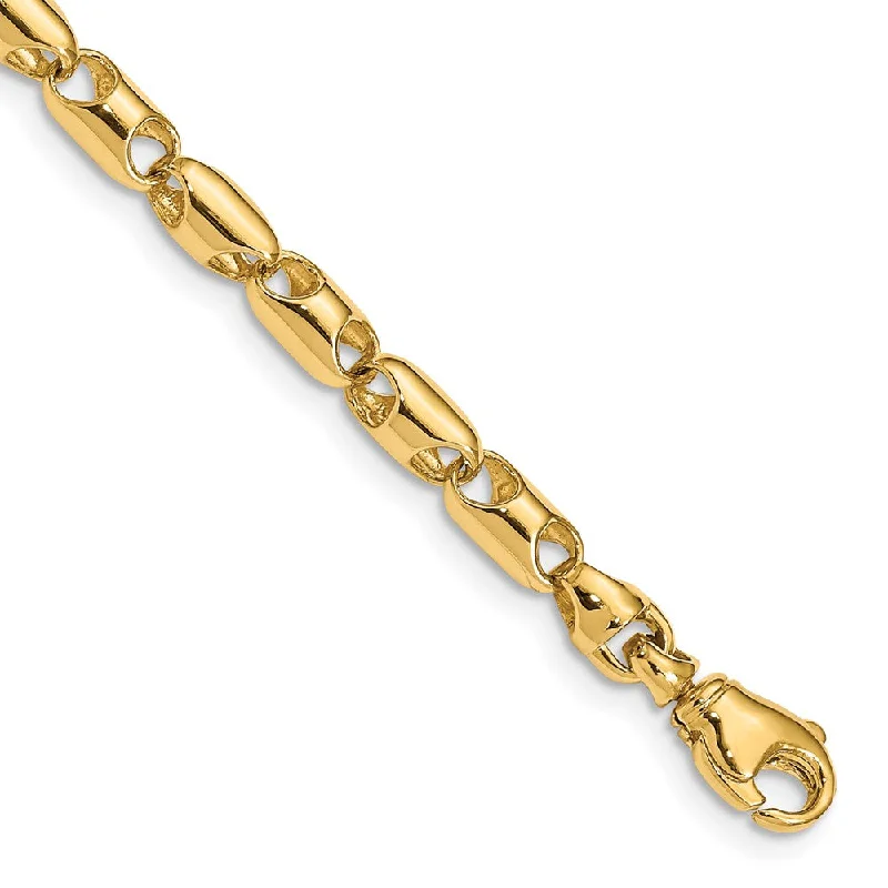 Personalized Jewelry Sale – Unique Pieces At Great Prices 4mm 14k Yellow Gold Fancy Barrel Link Chain Bracelet, 8.5 Inch