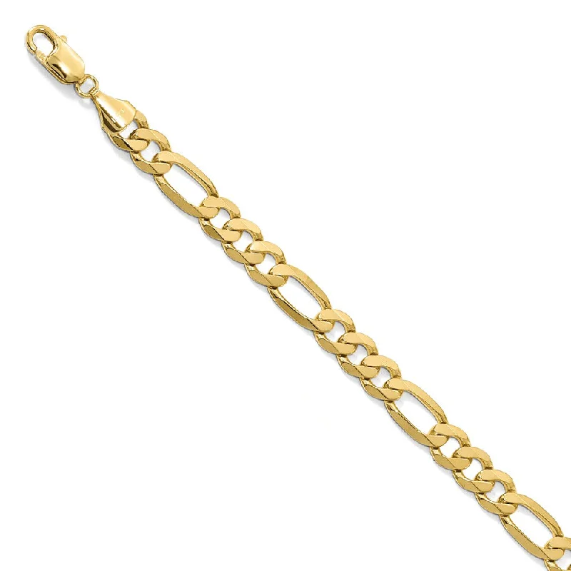 Discounted Jewelry For A Glamorous Look 8.75mm 14k Yellow Gold Flat Figaro Chain Bracelet Discounted Jewelry For A Glamorous Look 8.75mm 14k Yellow Gold Flat Figaro Chain Bracelet