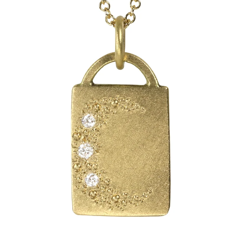 Discover Unique Jewelry With Special Limited-Time Offers 18K "Luna" Dog Tag Pendant with Diamonds & Dotted Crescent Texture Discover Unique Jewelry With Special Limited-Time Offers 18K "Luna" Dog Tag Pendant with Diamonds & Dotted Crescent Texture