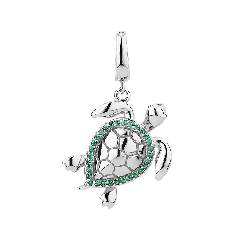 Fine Jewelry, Limited-Time Offers Available Charm pendant with emerald simulants in sterling silver Fine Jewelry, Limited-Time Offers Available Charm pendant with emerald simulants in sterling silver