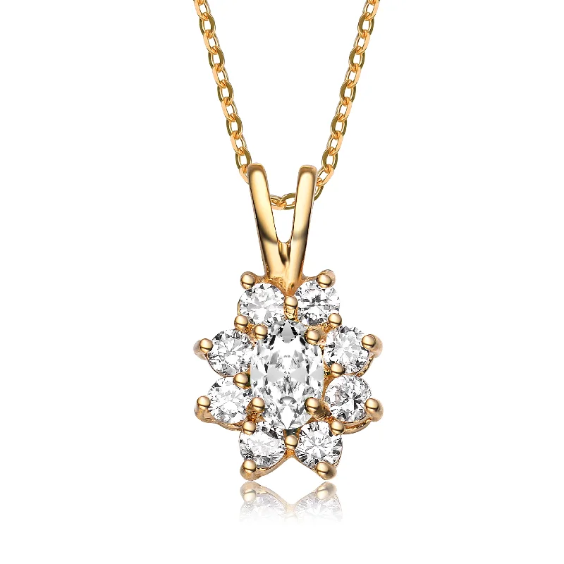 Exclusive Jewelry Sale – Sparkle For Less Cubic Zirconia Sterling Silver Gold Plated Flower Shape Drop Pendant Exclusive Jewelry Sale – Sparkle For Less Cubic Zirconia Sterling Silver Gold Plated Flower Shape Drop Pendant