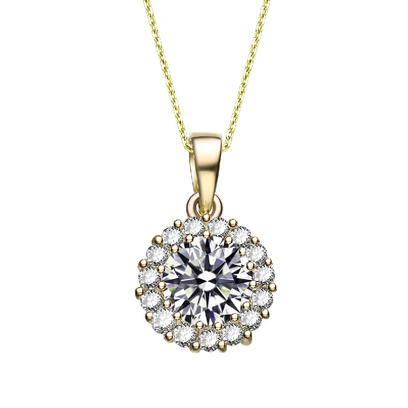 Premium Diamond Jewelry For Unforgettable Moments Cubic Zirconia Sterling Silver Gold plated Round Pendant Premium Diamond Jewelry For Unforgettable Moments Cubic Zirconia Sterling Silver Gold plated Round Pendant