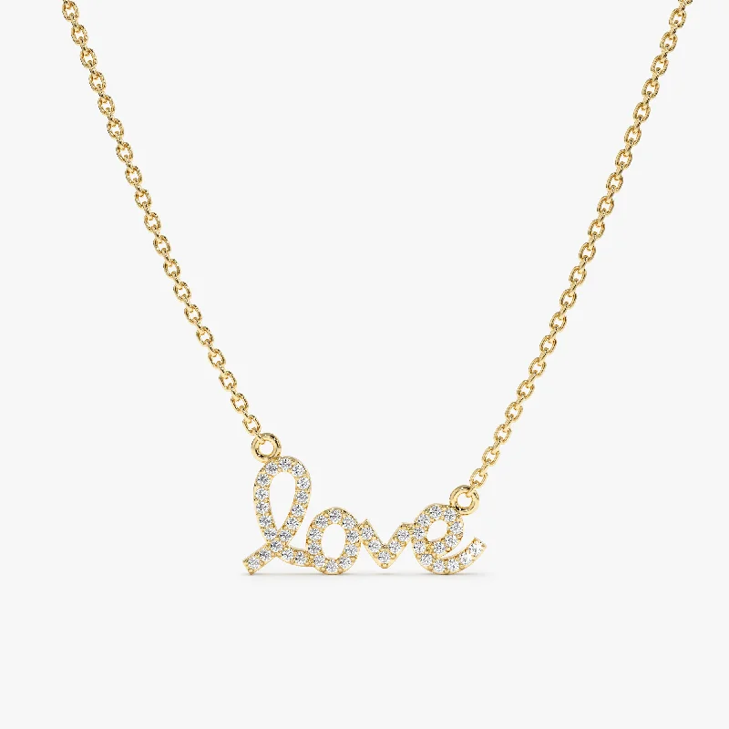 Dainty And Elegant Jewelry Now At Reduced Prices Cursive Diamond Love Necklace, Desiree