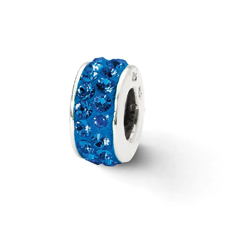 Stunning Jewelry Pieces At The Lowest Prices Ever Sterling Silver Double Row Bead Charm with Blue Crystals Stunning Jewelry Pieces At The Lowest Prices Ever Sterling Silver Double Row Bead Charm with Blue Crystals