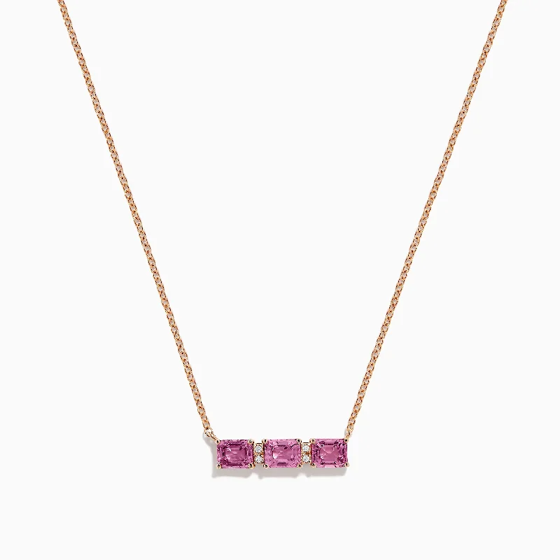 Bold And Beautiful Jewelry Now At Irresistible Prices 14K Rose Gold Pink Sapphire and Diamond Bar Necklace Bold And Beautiful Jewelry Now At Irresistible Prices 14K Rose Gold Pink Sapphire and Diamond Bar Necklace