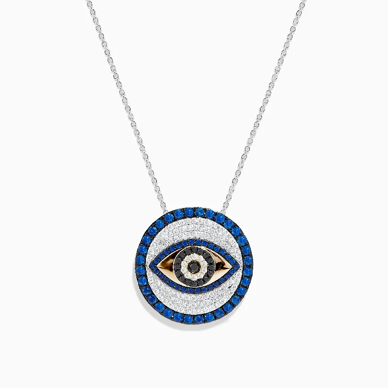 Trending Jewelry Now Available At Exclusive Prices Novelty 14K Two Tone Gold Sapphire and Diamond Evil Eye Pendant Trending Jewelry Now Available At Exclusive Prices Novelty 14K Two Tone Gold Sapphire and Diamond Evil Eye Pendant