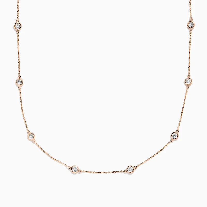 Shop Jewelry That Shines Without The High Price Pave Rose 14K Rose Gold Diamond Station Necklace 1.50 TCW Shop Jewelry That Shines Without The High Price Pave Rose 14K Rose Gold Diamond Station Necklace 1.50 TCW