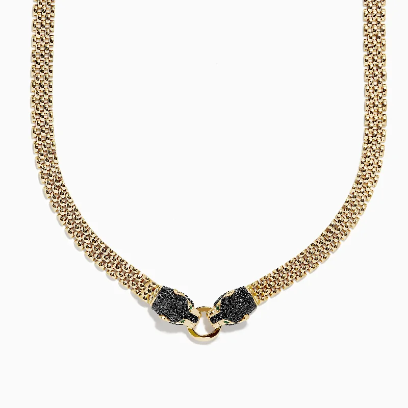 Jewelry Sale Bonanza – Grab Your Sparkle Now Signature 14K Gold Black Diamond and Emerald Panther Necklace, 1.27 Jewelry Sale Bonanza – Grab Your Sparkle Now Signature 14K Gold Black Diamond and Emerald Panther Necklace, 1.27