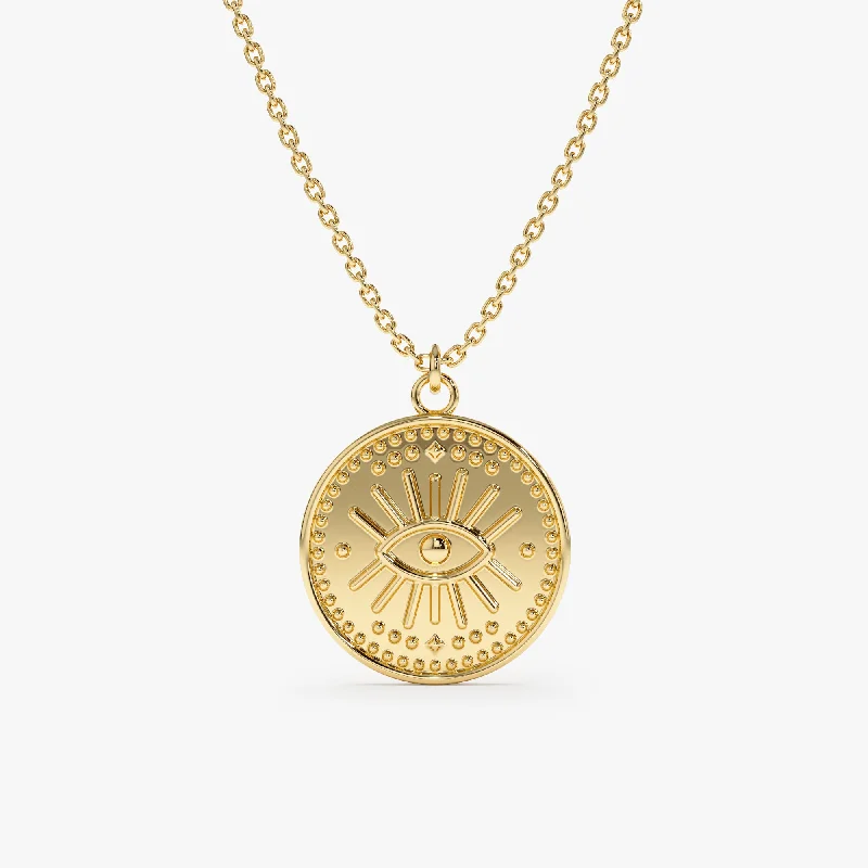 Affordable Luxury Jewelry For Every Occasion Evil Eye Medallion Necklace, Ada
