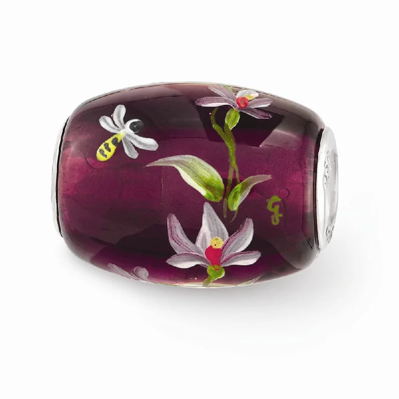 Premium Diamond Jewelry At Once-In-A-Lifetime Discounts Fenton Purple Magnolias Glass & Sterling Silver Bead Charm Premium Diamond Jewelry At Once-In-A-Lifetime Discounts Fenton Purple Magnolias Glass & Sterling Silver Bead Charm