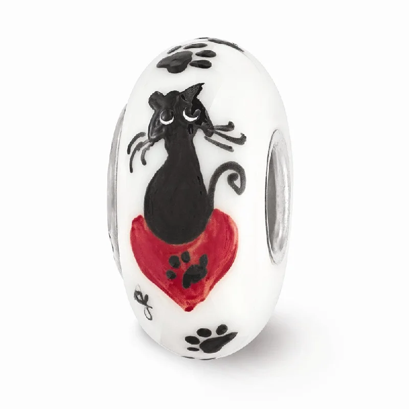 Timeless Jewelry, Timeless Savings – Don't Wait Fenton White Cat Paw Prints Glass & Sterling Silver Bead Charm Timeless Jewelry, Timeless Savings – Don't Wait Fenton White Cat Paw Prints Glass & Sterling Silver Bead Charm