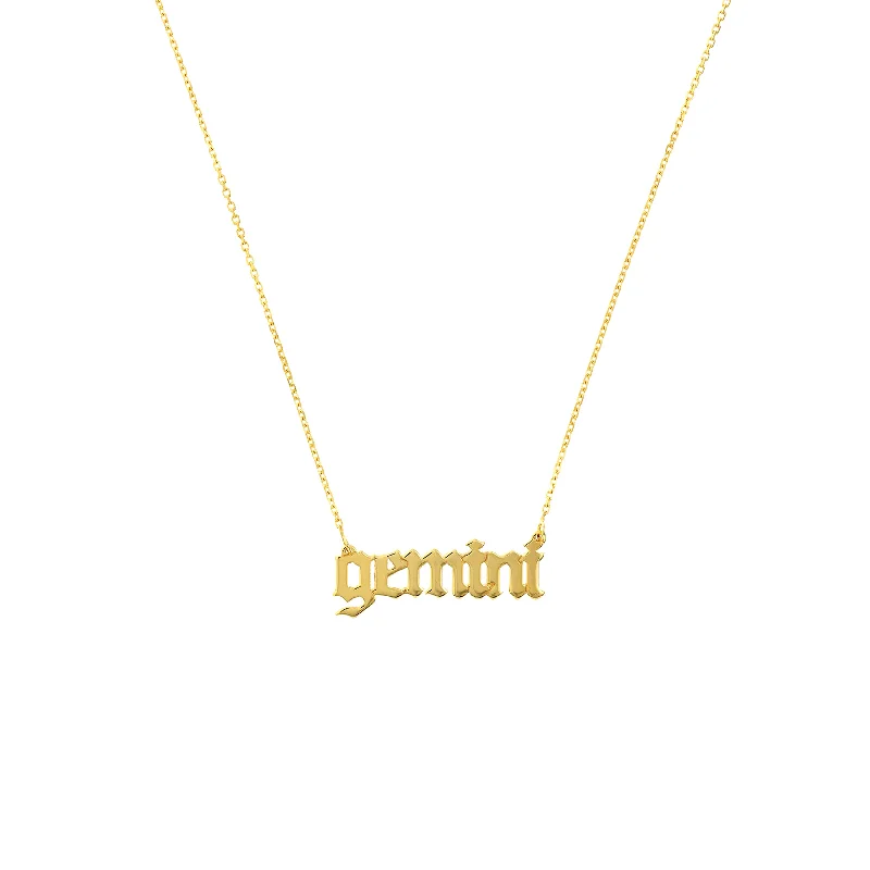 Exclusive Gemstone Jewelry At Special Prices Gothic Gemini Nameplate Necklace