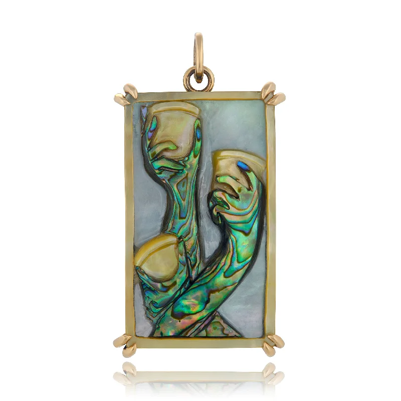 Stunning Jewelry Pieces At The Lowest Prices Ever Hand Carved Three of Cups Tarot Card Tablet Charm Stunning Jewelry Pieces At The Lowest Prices Ever Hand Carved Three of Cups Tarot Card Tablet Charm