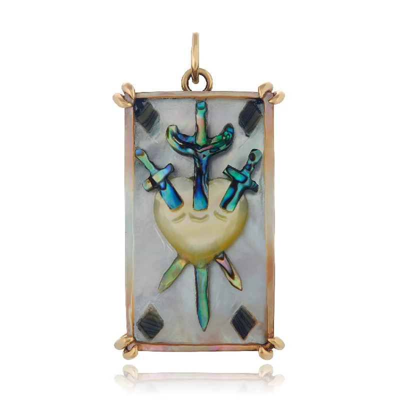 Breathtaking Jewelry At Limited-Time Savings Hand Carved Three of Swords Tarot Card Charm Breathtaking Jewelry At Limited-Time Savings Hand Carved Three of Swords Tarot Card Charm
